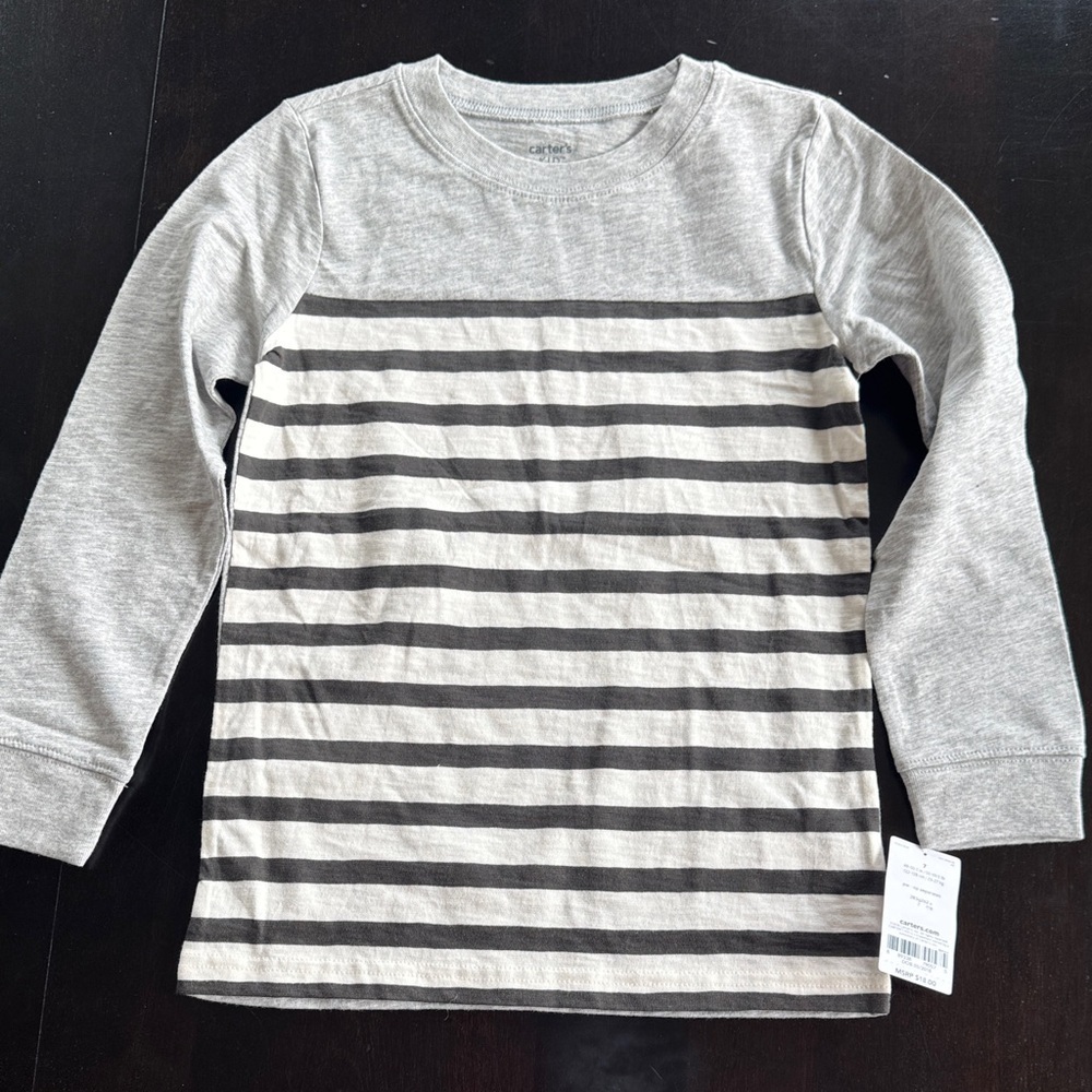 Carter's Gray and Black Striped Long Sleeve Shirt